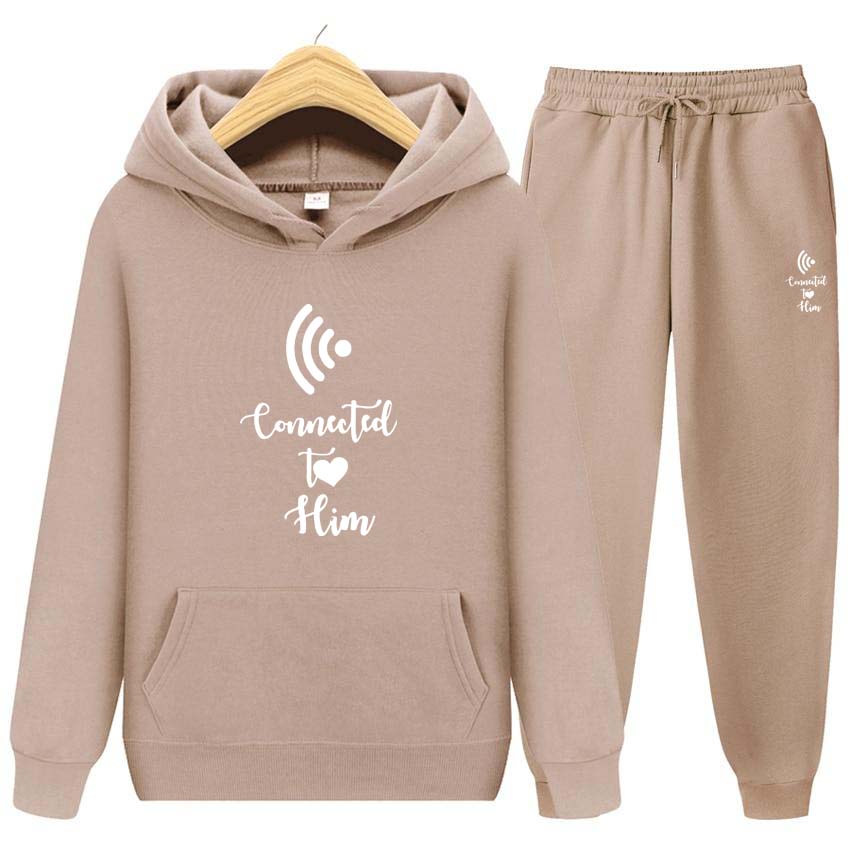 Herr Dam Hoodies Träningsset Jogger Mode Hoodies Set Sweatshirt Sportdräkt Herr Dam Huvförsedd Pullover Sweatshirt
