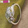 925 Sterling Silver Flower Colorful AAA Zircon Ring Jewelry