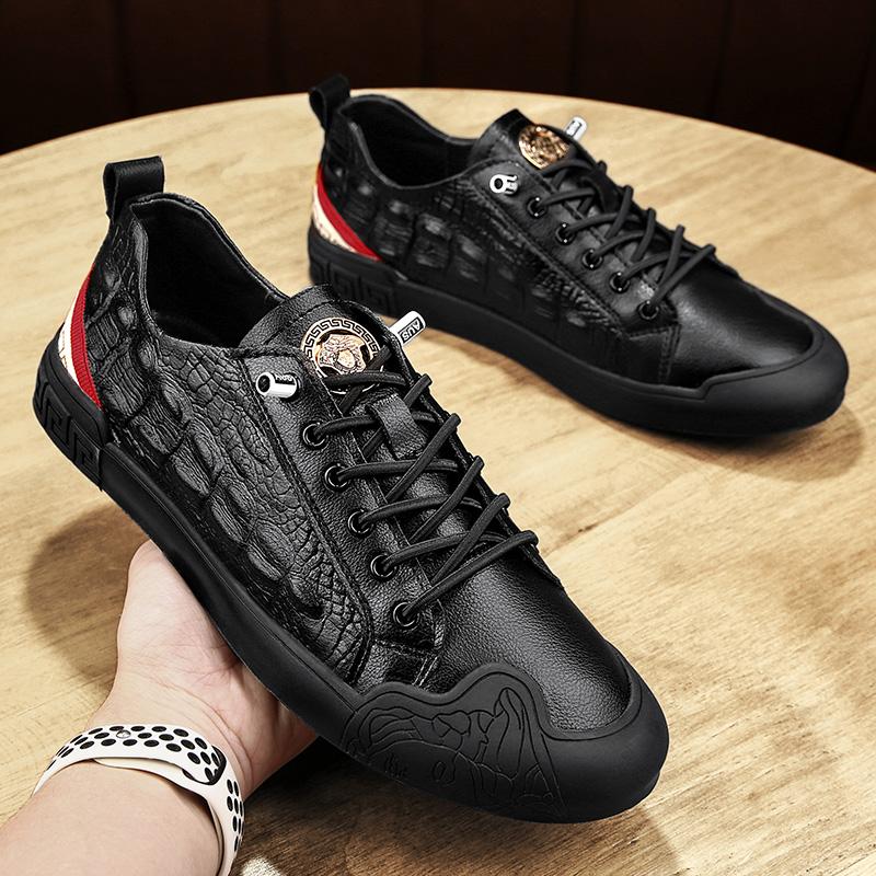 Herrenschuhe aus echtem Leder, hohe Qualität, lässige Alltagsmode, Sportschuhe, Herrenschuhe, schwarz, bequem, Frühling/Winter 2025