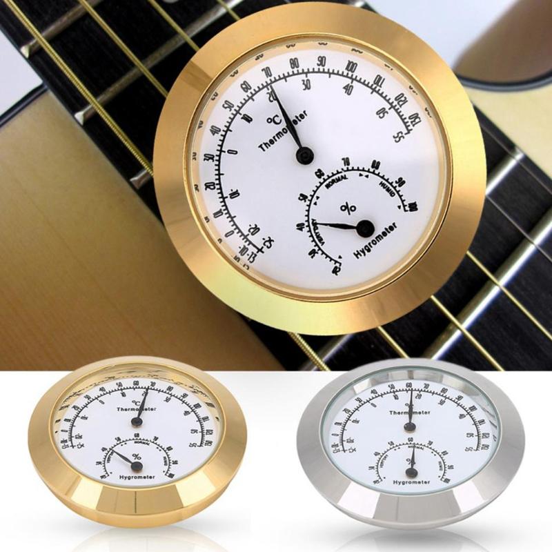 Round Humidity Temperature Meter Hygrometer Thermometer for Guitar Violin