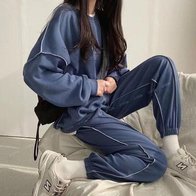 Conjunto de Duas Peças Casual Slimming Estilo Coreano Feminino - Redutor de Idade e Moderno para Primavera e Outono
