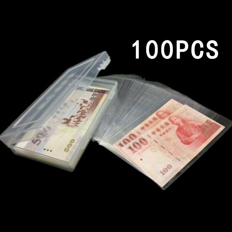 Lot 100Pocket Paper Money Album Holder Currency Banknote Storage Collection Sale