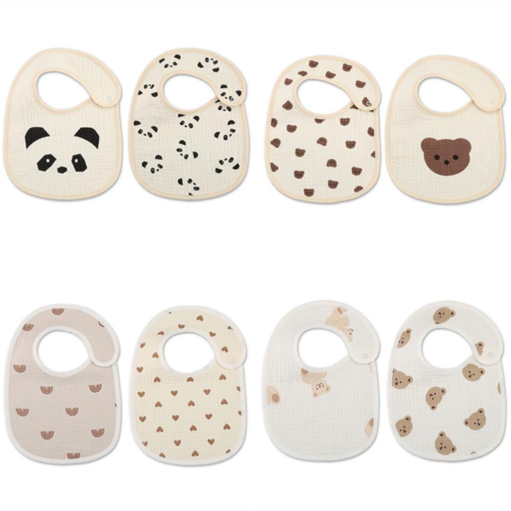 2pcs cotton bear waterproof baby bibs four seasons baby bibs newborn burp cloth boys girls soft breastfeeding drooling towel