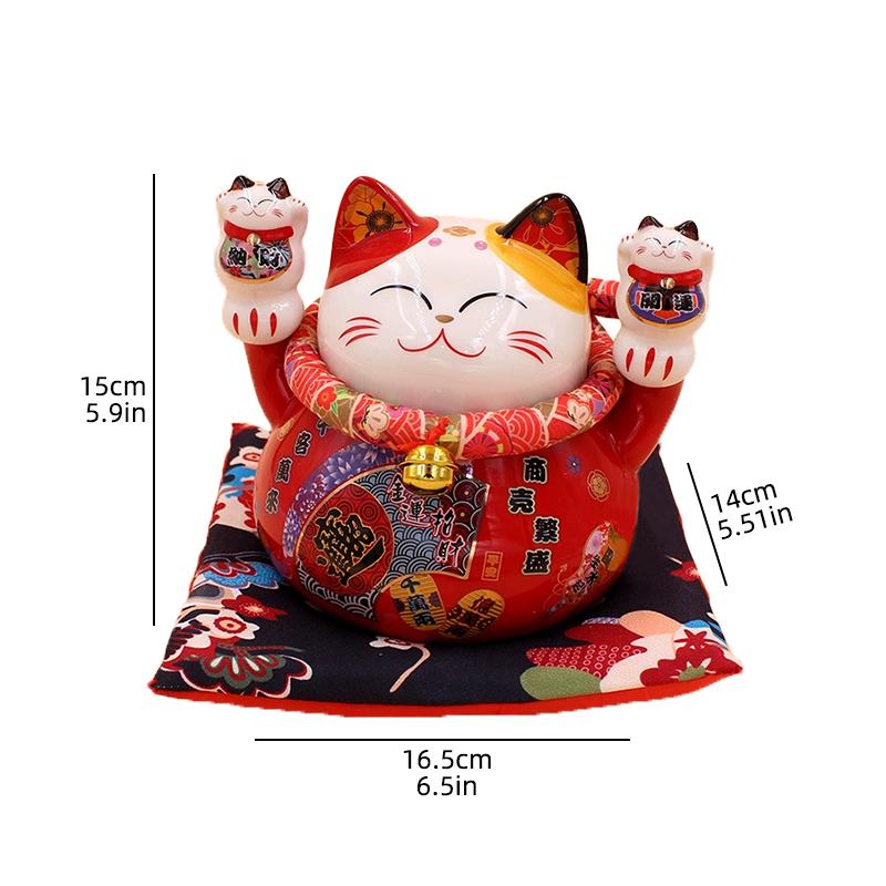 Japanische Keramik Glückskatze, Spardose, Geschenk zur Geschäftseröffnung für Glück und Wohlstand, Heimdeko Desktop-Ornament.