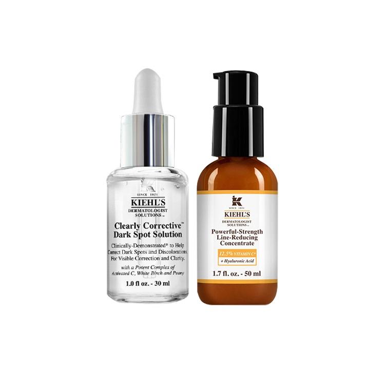 Kiehl s Clearly Corrective & Powerful-Strength Dual Vitamin C Serum Set 30ml+50ml
