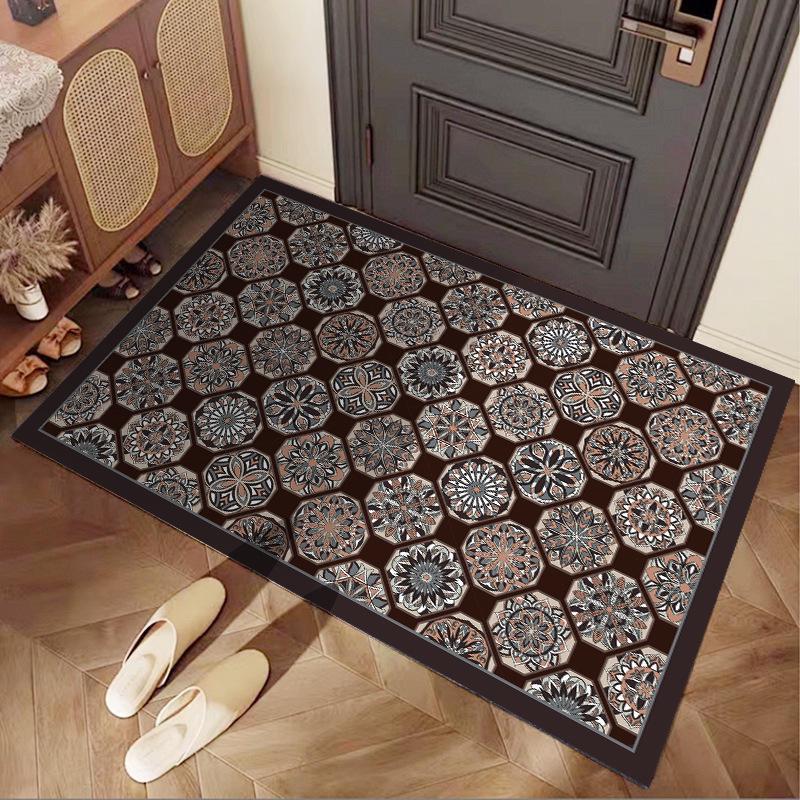 

Кристаллический вельветовый придверный коврик в этническом стиле - Износостойкий, грязеотталкивающий, легко чистящийся, нескользящий коврик. 80x120cm