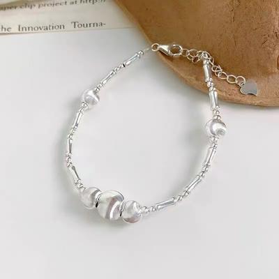 Bracciale con Perle Occhio di Gatto Spazzolato in Bambù Design da Donna Bracciale Avanzato con Perle Laser Gioielli