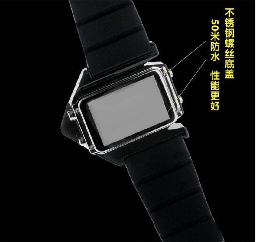 Irregular Shape Men Unique Led Display Rubber Band Digital Watches  Waterproof Military Watch