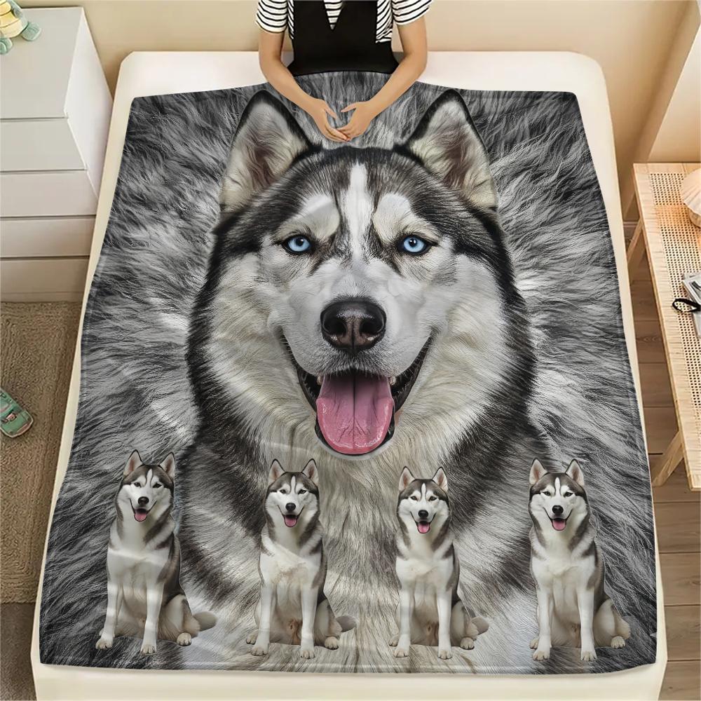1 st Golden Retriever Husky Tryck Flanellfilt, Hög kvalitet Bekväm för Alla Årstider, Heminredning, Värme och Komfort, Perfekt för Gåvor