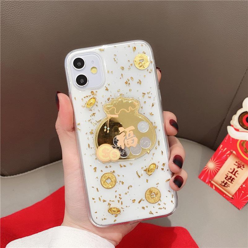 

Iphone17Promax Mobile Phone Case Is Suitable For Apple 16 Epoxy Gold Foil 15 Lucky Bag Xr Transparent Women 14. iPhone 7/8/SE 2020