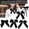 Velvet Memorial Black Ribbon Bowknot Brooch Black Collar Pretied Necktie Clip  Women