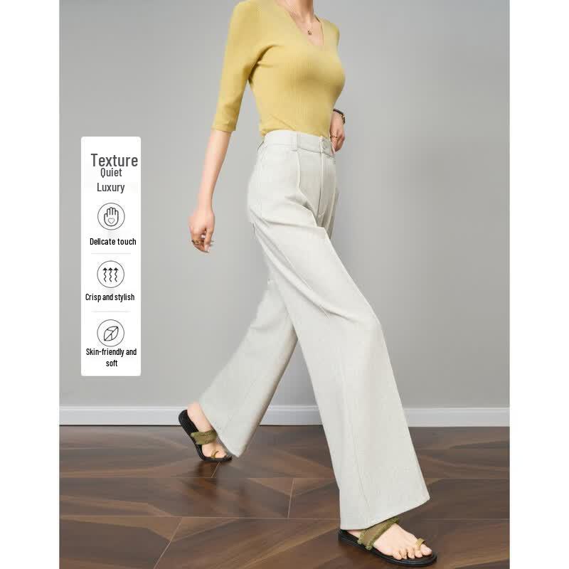 Demana Retro Linen Blend Straight Leg Casual Pants L