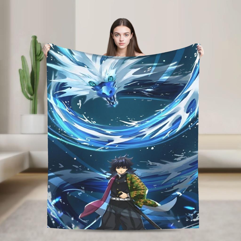 Flame Hashira Kyojuro Rengoku Blanket Anime Demon Slayer Fleece Awesome Breathable Throw Blanket for Coverlet Spring/Autumn