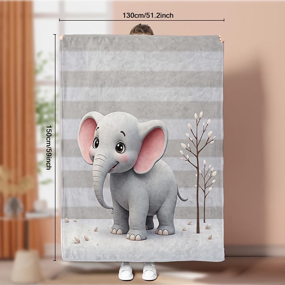 

1pc a Cozy Grey Elephant-Themed Flannel Blanket, Ideal for Warmth And Breathability, Suitable for Relaxing in The Living Room, Providing Com 130x150cm