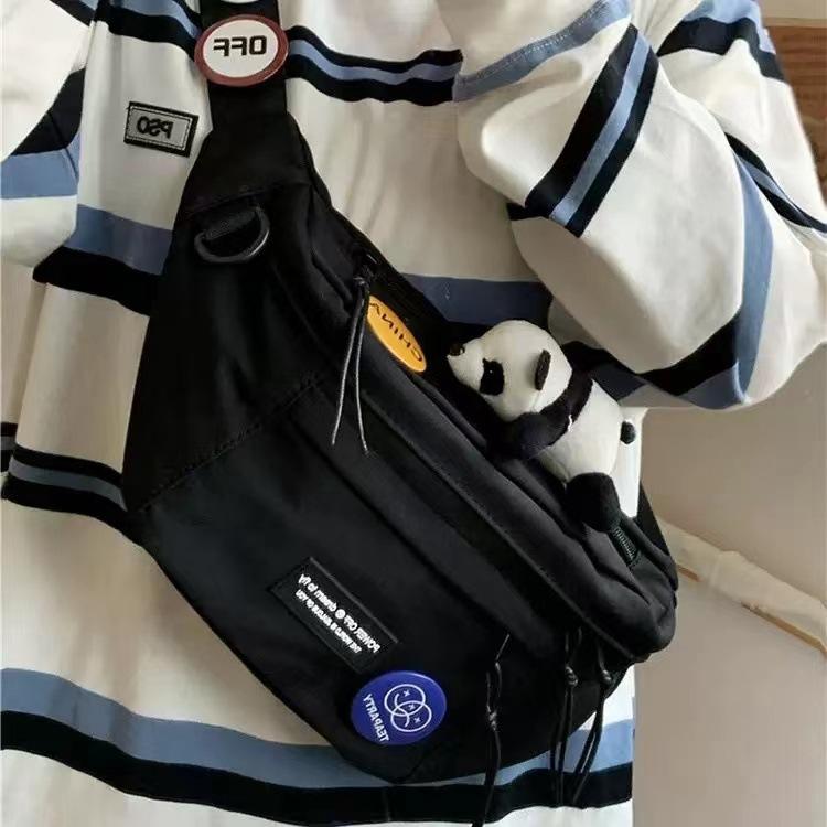 Large-capacity Breast Bag Men's Trendy Brand Retro Versatile Work Crossbody Bag Female Student Waist Bag