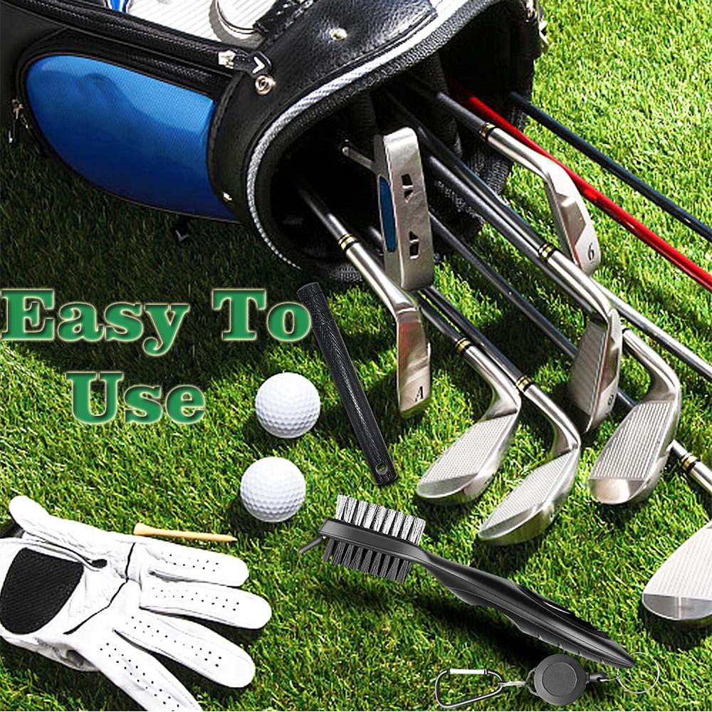 Double-Sided Retractable Golf Club Brush and Golf Towel Kit Non-Slip Handle