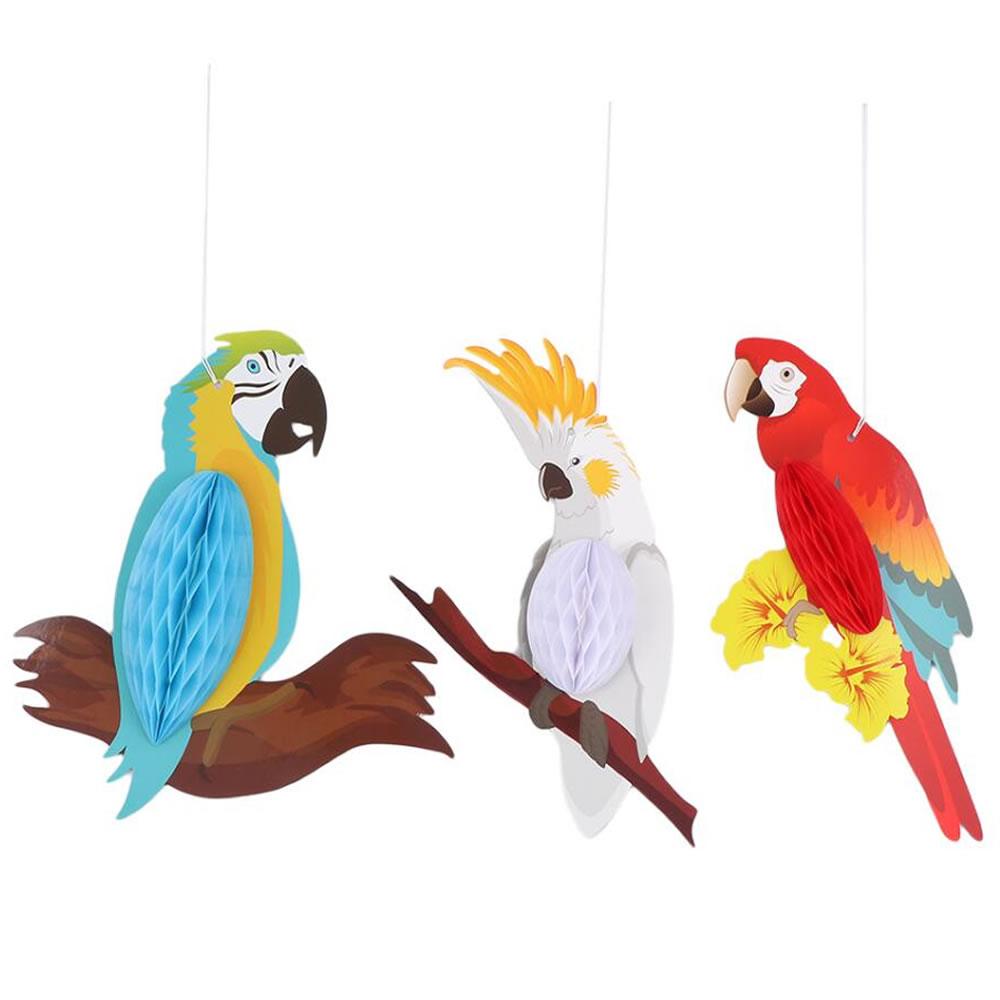3 Stück Papagei Hängeornament Haus Garten Baum Papier Vogel Dekorationen