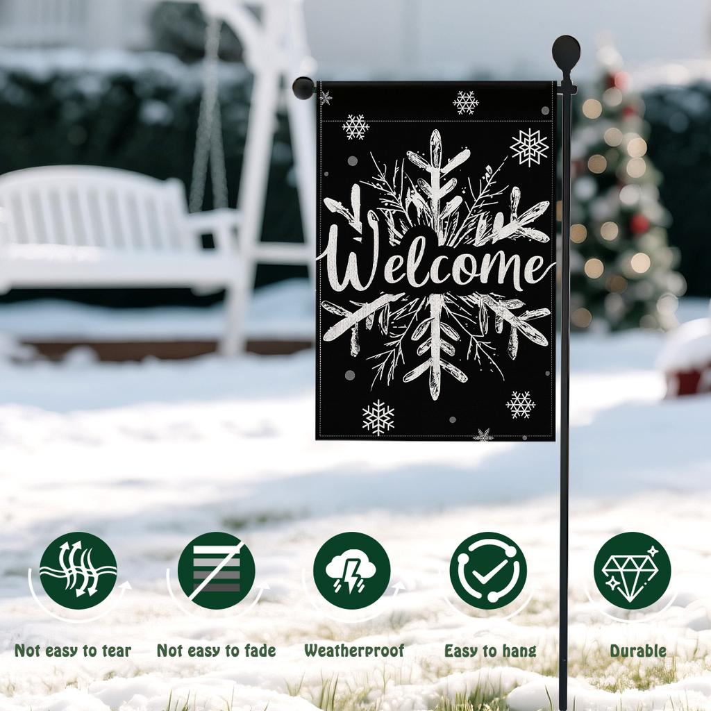 Christmas snowflakesGarden Flag 12x18 Inch Double Sided for Courtyard Outdoor Welcome Flag Decoration (Excluding flagpole)