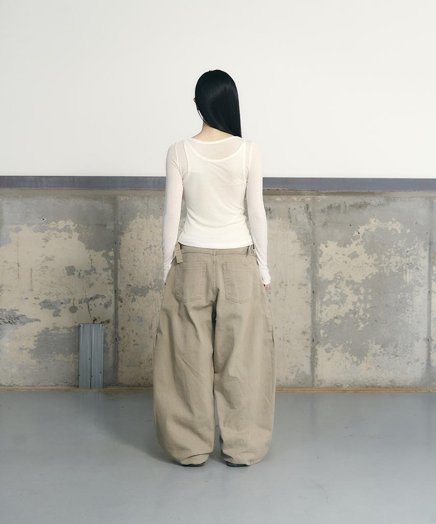 Eonyujeulaeb Cotton Curved Buckle Pants [Khaki]