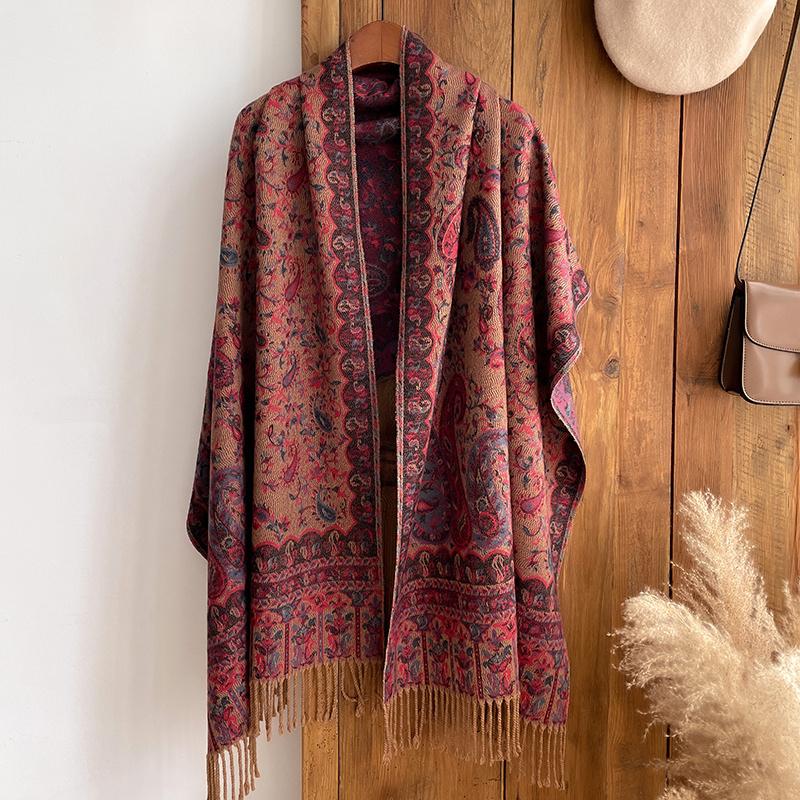 Fashion Thick Soft Cashmere Luxury Brand Jacquard Scarf Women Winter Poncho For Lady Casual Neckerchief Bandana Shawl Headband