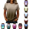 Damen Casual Raglanärmel Rundhals Kurzarm T-Shirt Farbverlauf Druck Leichtes Sommer Oberteil