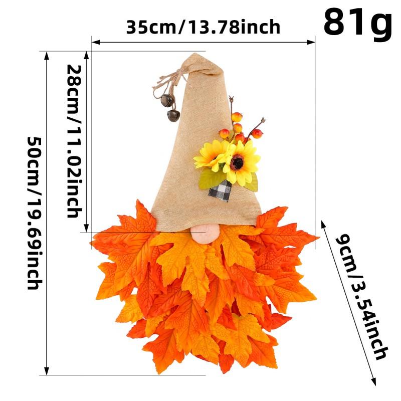 Gnome Leaf Wreath With Sunflower Decor Thanksgiving Door Hanging Festival Home Decoration