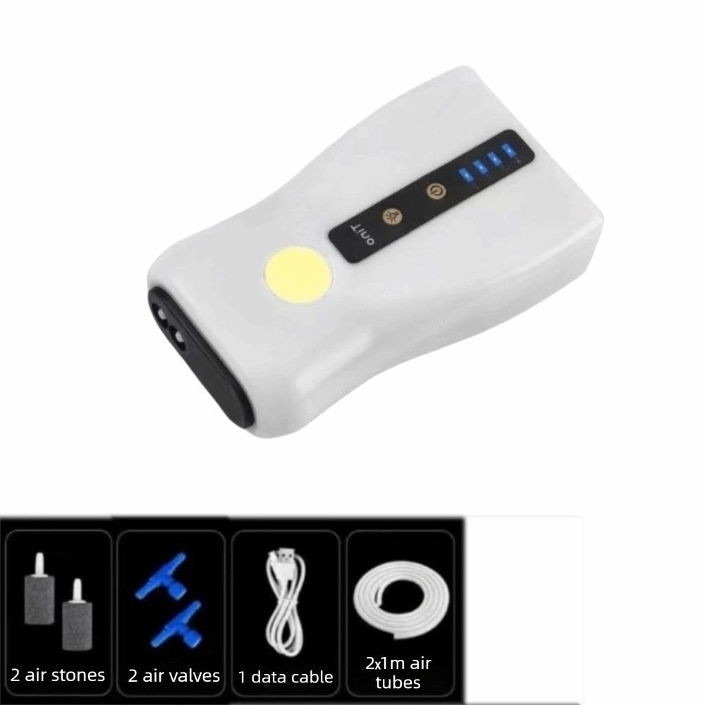 USB Rechargeable Fishing Oxygen Pump Energy Efficient 2/4 Holes Fish Tank Aerator Real-time Power Display Aquarium Air Pump