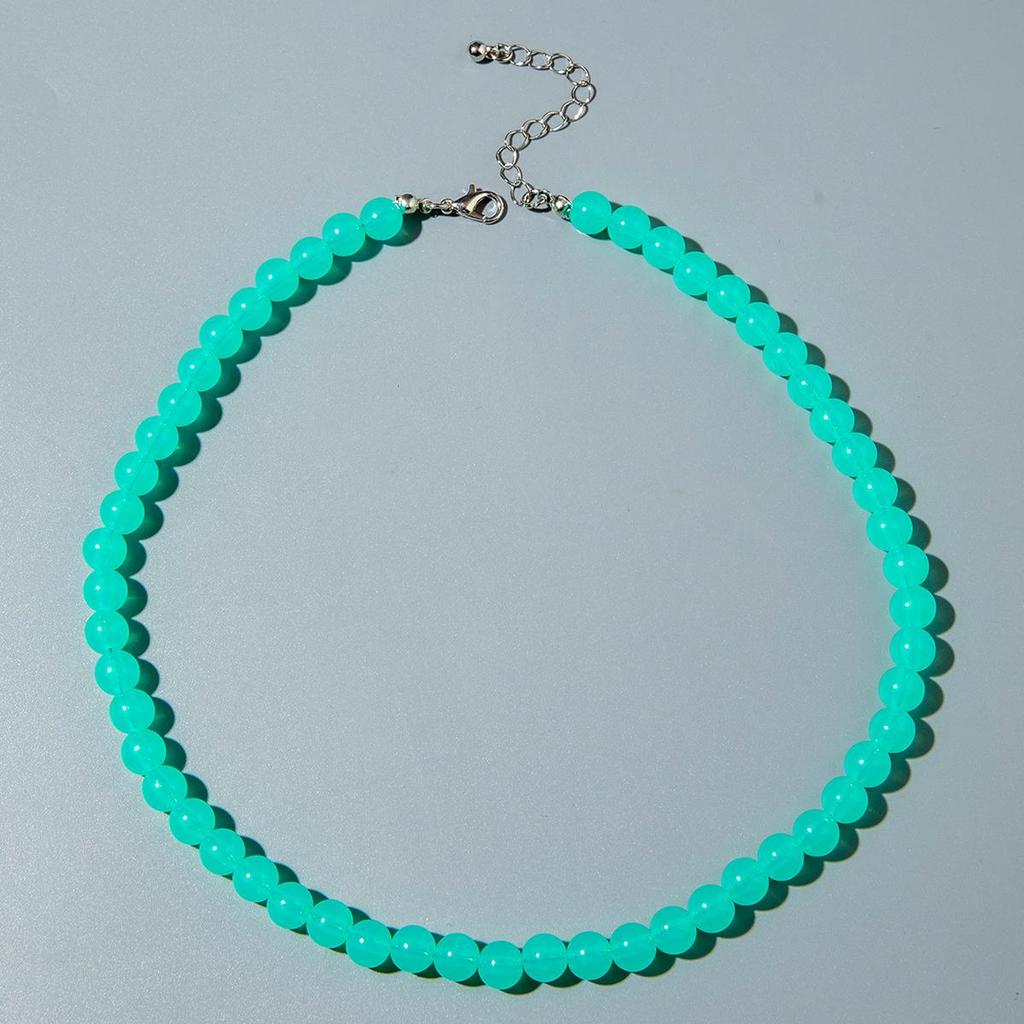 Cross Border Summer Fresh Colorful Bead Necklace for Women's Seaside Vacation Fashion Dopamine Transparent Bead Matching Necklace