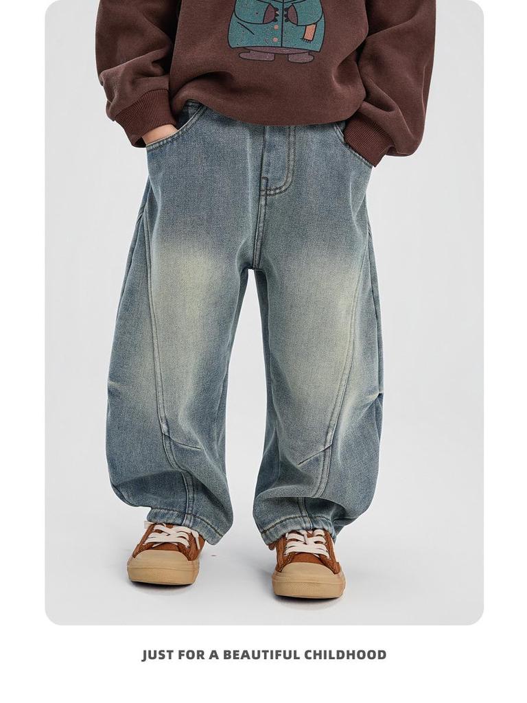 Boys' Fleece-Lined Jeans: Winter 2025 Style for Kids - Thick, Warm, and Stylish Long Pants