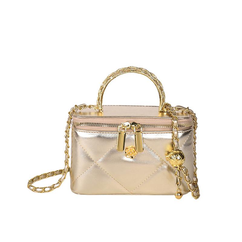 IELGY Ladies Messenger Bag Chain Diamond Small Square Bag Fashion Black