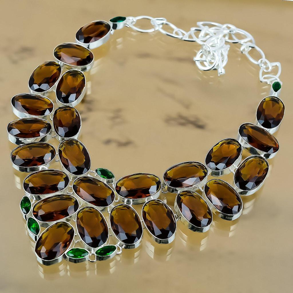 Gift For Women Chain Adjustable Necklace 925 Silver Natural Citrine Gemstone