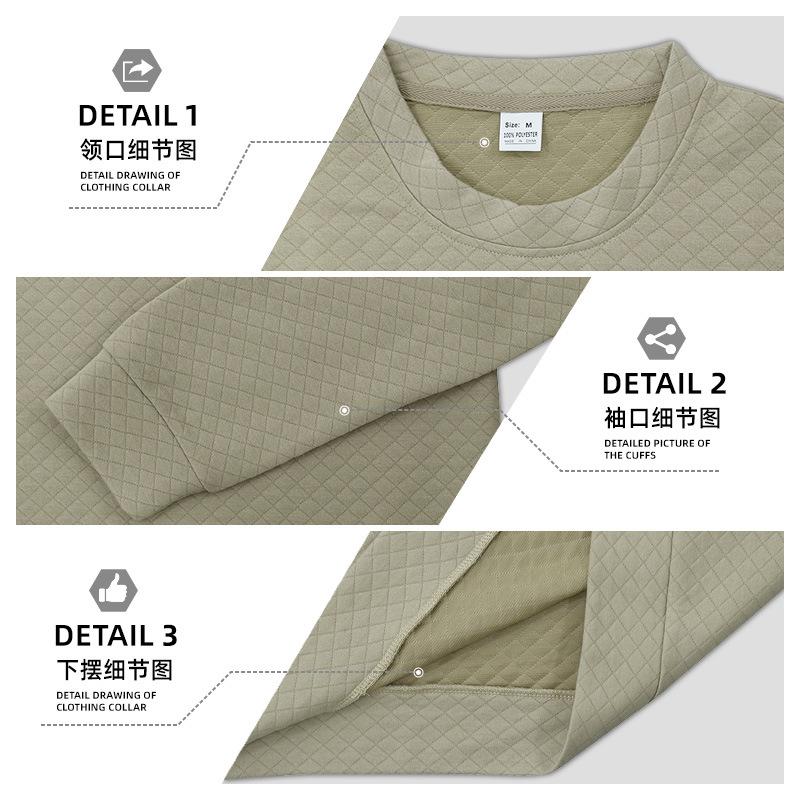 Spring Men's Fashion Small Check Round Neck Pullover Loose-Fit Knitted Long-Sleeved Top