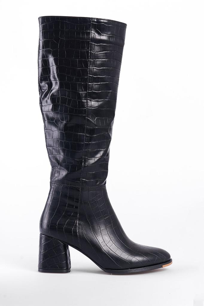 Women Modern Stylish Fashion Boots Boots Faux Leather Oval Toe Side Zipper High Heel Boots