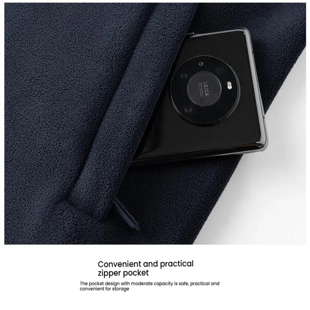 Men's Casual Sports Loose Stand Collar Warm Fleece Zipper Cardigan Top Jacket