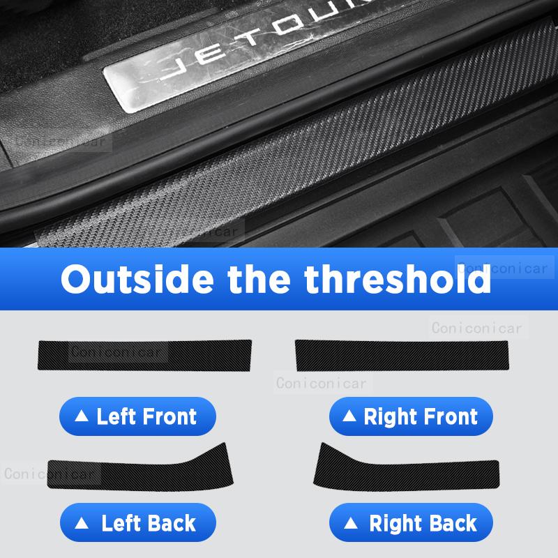 Car Door Sills Scuff Plate Threshold Protector Interior Imitation Carbon Fiber Sticker Accessories For CHERY JETOUR T2 2024