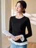 YB528# Early Autumn Korean Lace Slimming Long Sleeve Fashion Top
