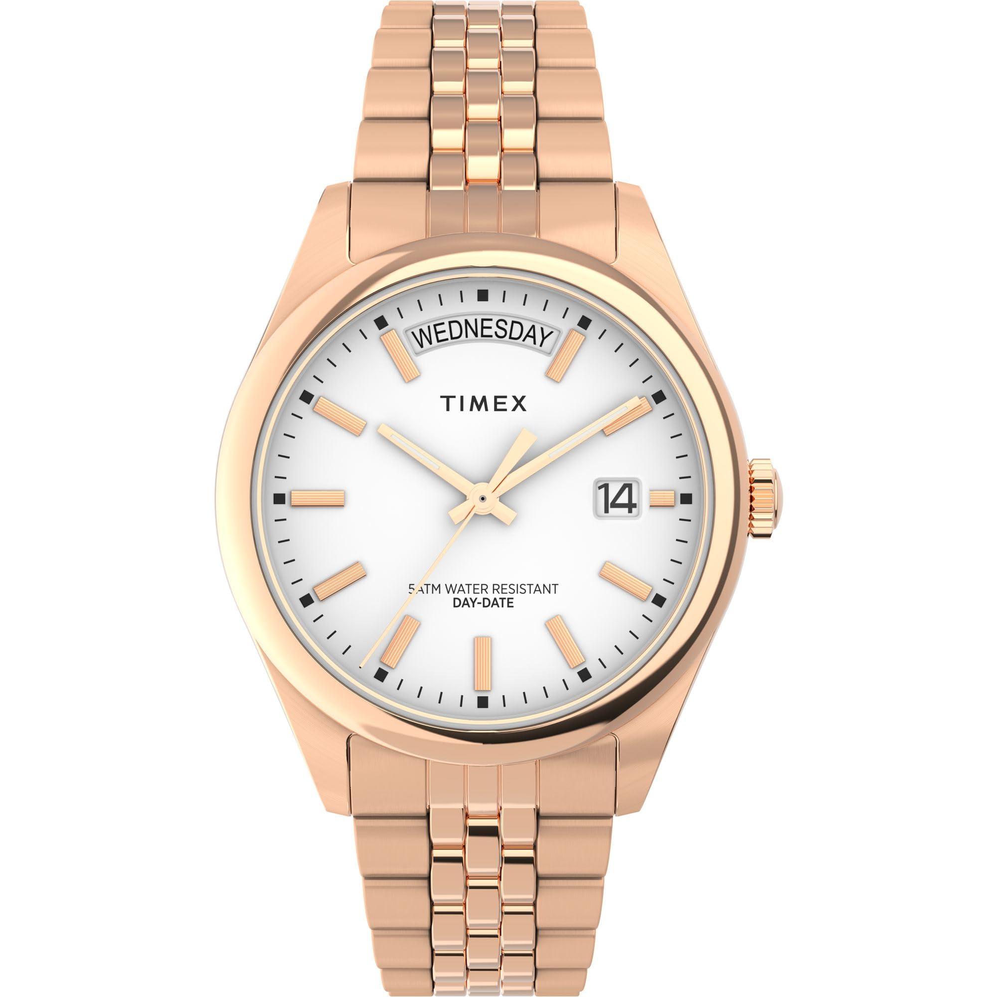 

[Timex] Часы Legacy DayDate с белым циферблатом, кварцевые, водонепроницаемые, 5 АТМ, минеральное стекло, 36 мм, TW2W32200, мужские, золотые [Товар]