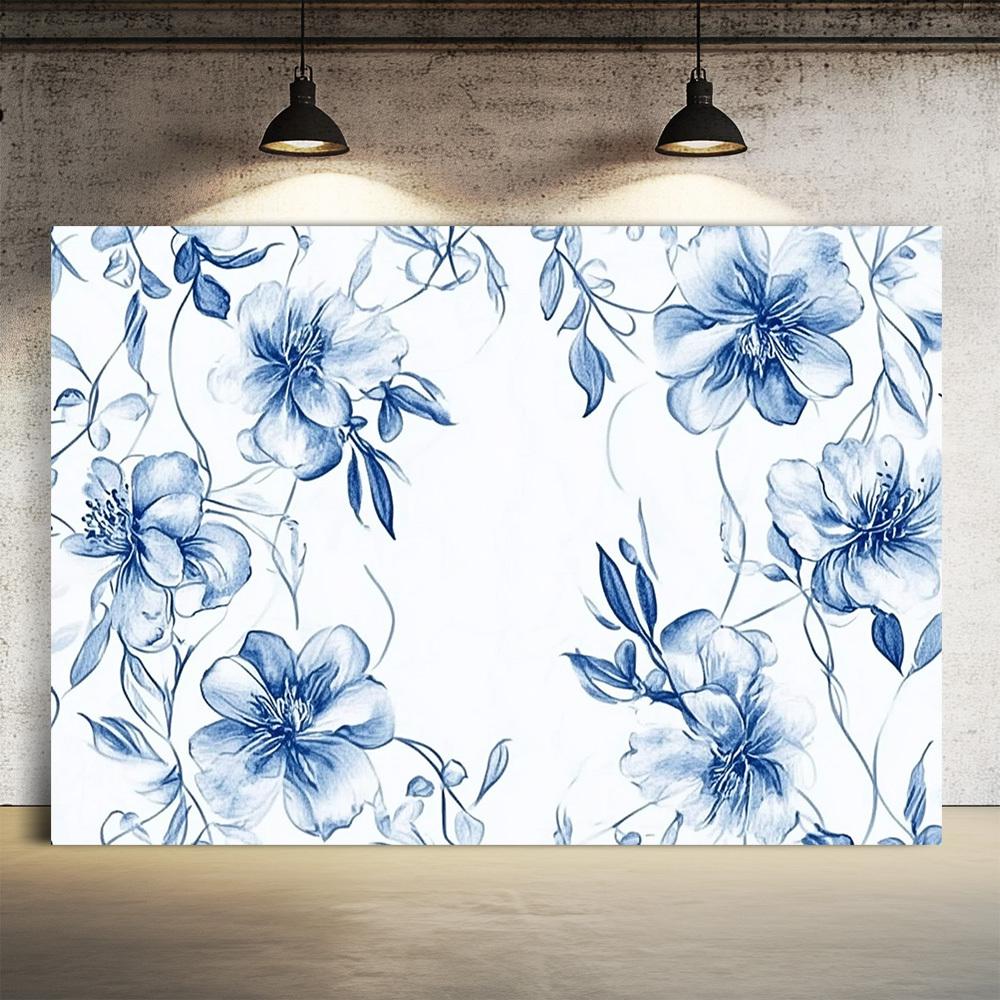 1pc blue floral and butterfly pattern tapestry, made of polyester, machine washable, suitable for bedroom living room decoration 100X70CM