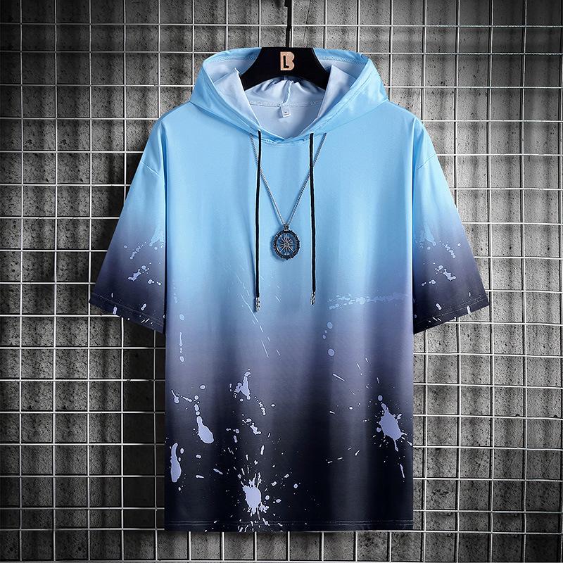 2021 Summer Men's Loose Fit Hooded Short Sleeve Sport Set