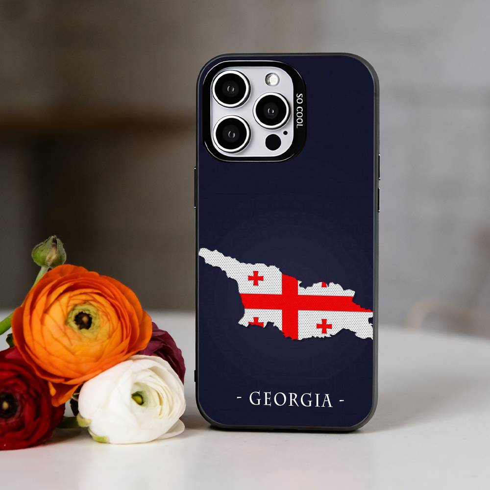 Georgia Flag Phone Case For iPhone 17,16,15,14,13,12,11 Plus,Pro Max,XS,Colorful Silver Phone case Funda Cover