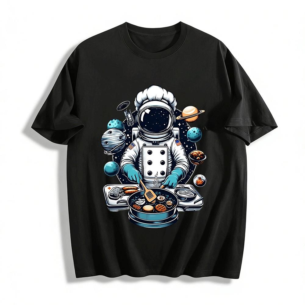 

Astronaut Chef Graphic Print Trendy Casual Short Sleeve T-Shirt Pure cotton T-shirt XXS