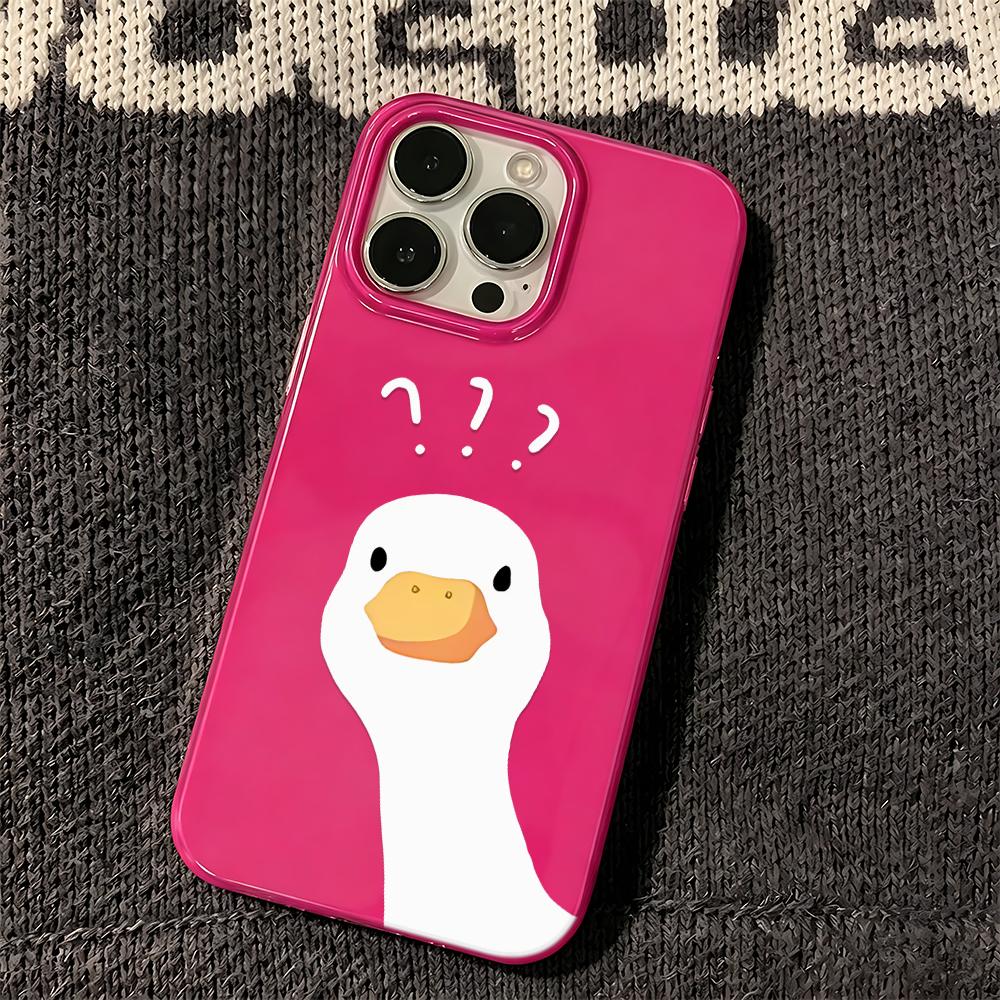 Elegant Aesthetic White Doubt Duck Phone Case For Iphone 11 Pro Max 14 16 15 Plus 12 17 Air 13 Soft Daily Protector