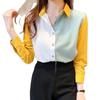 Women's Color Block Long Sleeve Shirt - Casual Loose Fit for Autumn and Spring