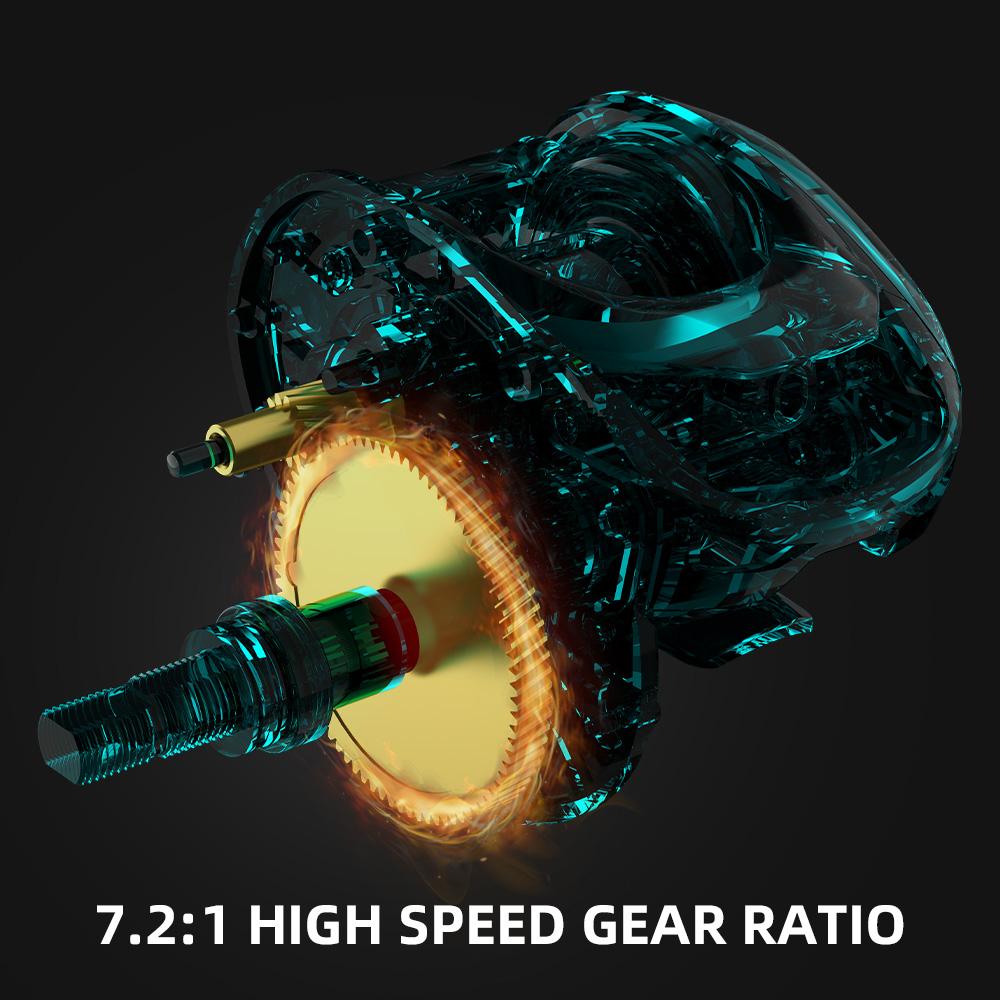 Portable Long Cast Baitcasting Reel 7.2:1 Gear Ratio Reel Freshwater Aluminum Spool 8 KG Drag Fishing Coil 7+1BB Aluminum Waterdrop Wheel Lure Reel