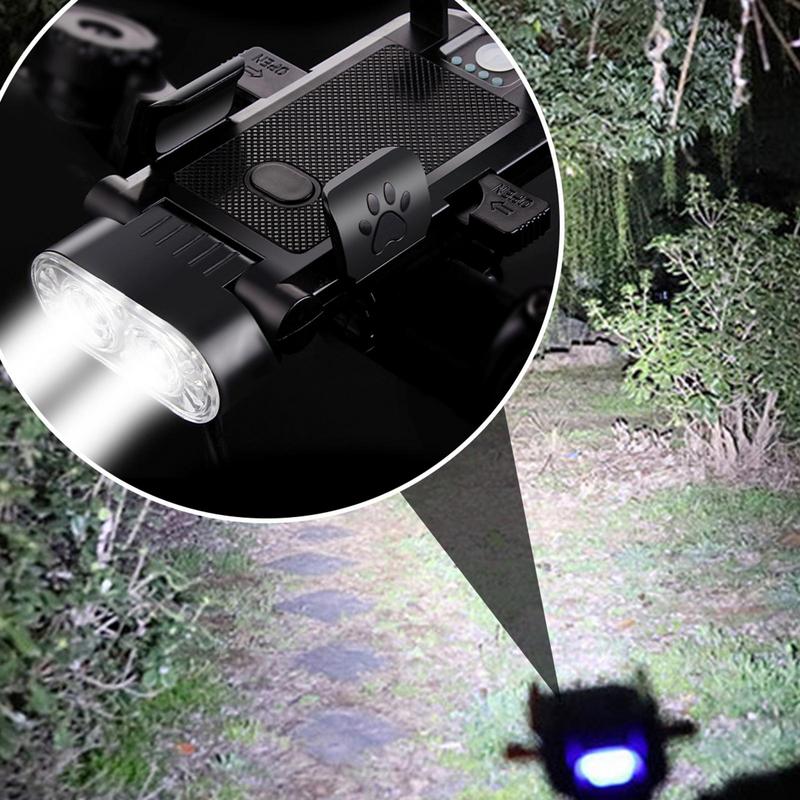 Lumière Avant de Vélo Lumière Avant LED Rechargeable Phare de Vélo 4 Modes d'Éclairage Étanche Fournitures de Vélo Lumière de Vélo avec Haut-parleur