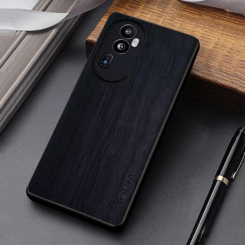 Case for Oppo Reno 10 Pro Plus Funda Wooden Bamboo Pattern PU Leather Cover for Oppo Reno10 Pro Case Coque