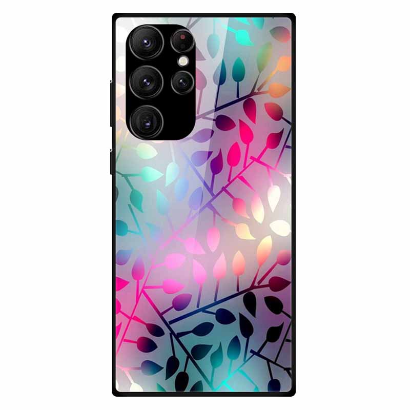 For Samsung S24 Ultra Case Tempered Glass Fashion Hard Back Cover for Galaxy S24Ultra 5G Cases Luxury Bumper S24 Plus S24 FE S24