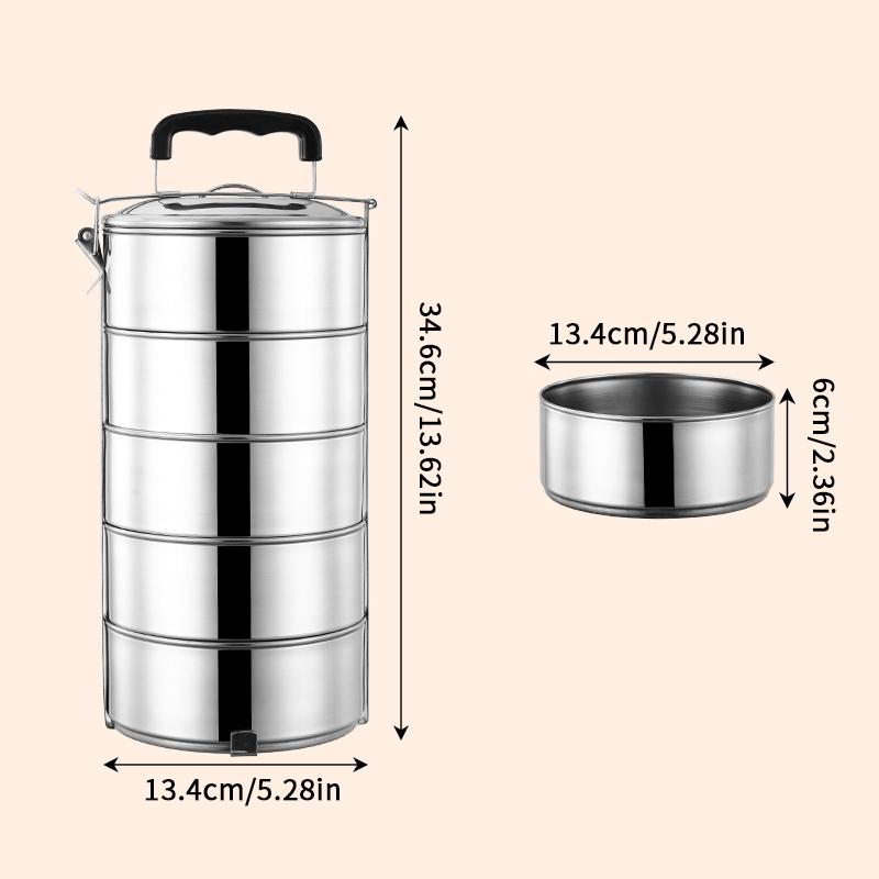 2/3/4/5 Layers Stainless Steel Lunch Box Lunch Container Heatable Portable Lunch Box Outdoor Thickened Large Capacity Pot