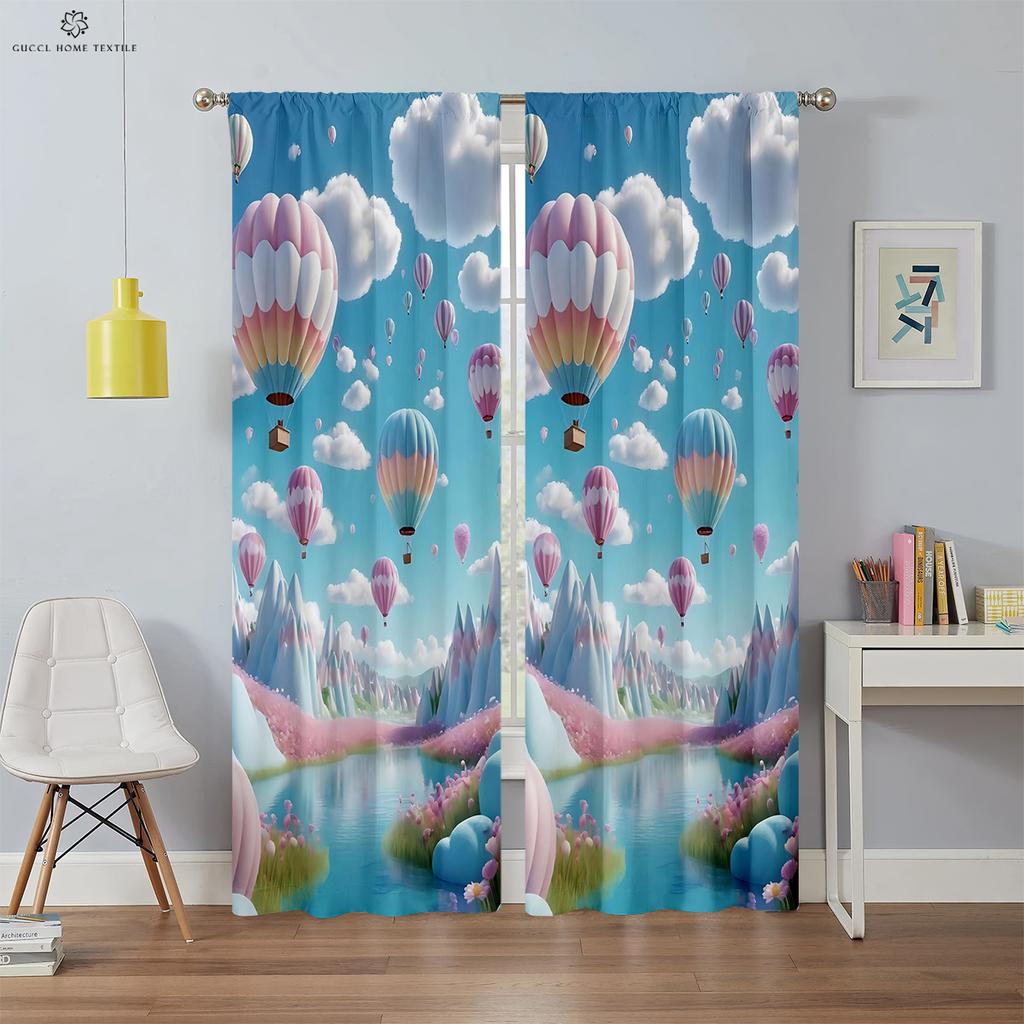 Cartoon Rainbow Fantasy Unicorn Drapes for Children, Suitable for Bedroom, Living Room, Balcony, Kitchen,  High Quality