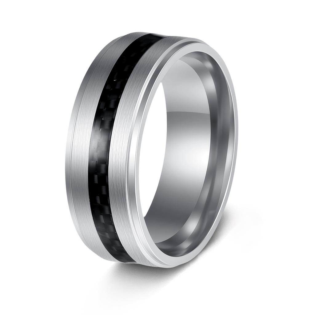 European and American New Two-step Carbon Fiber Men's Ring Popular Jewelry